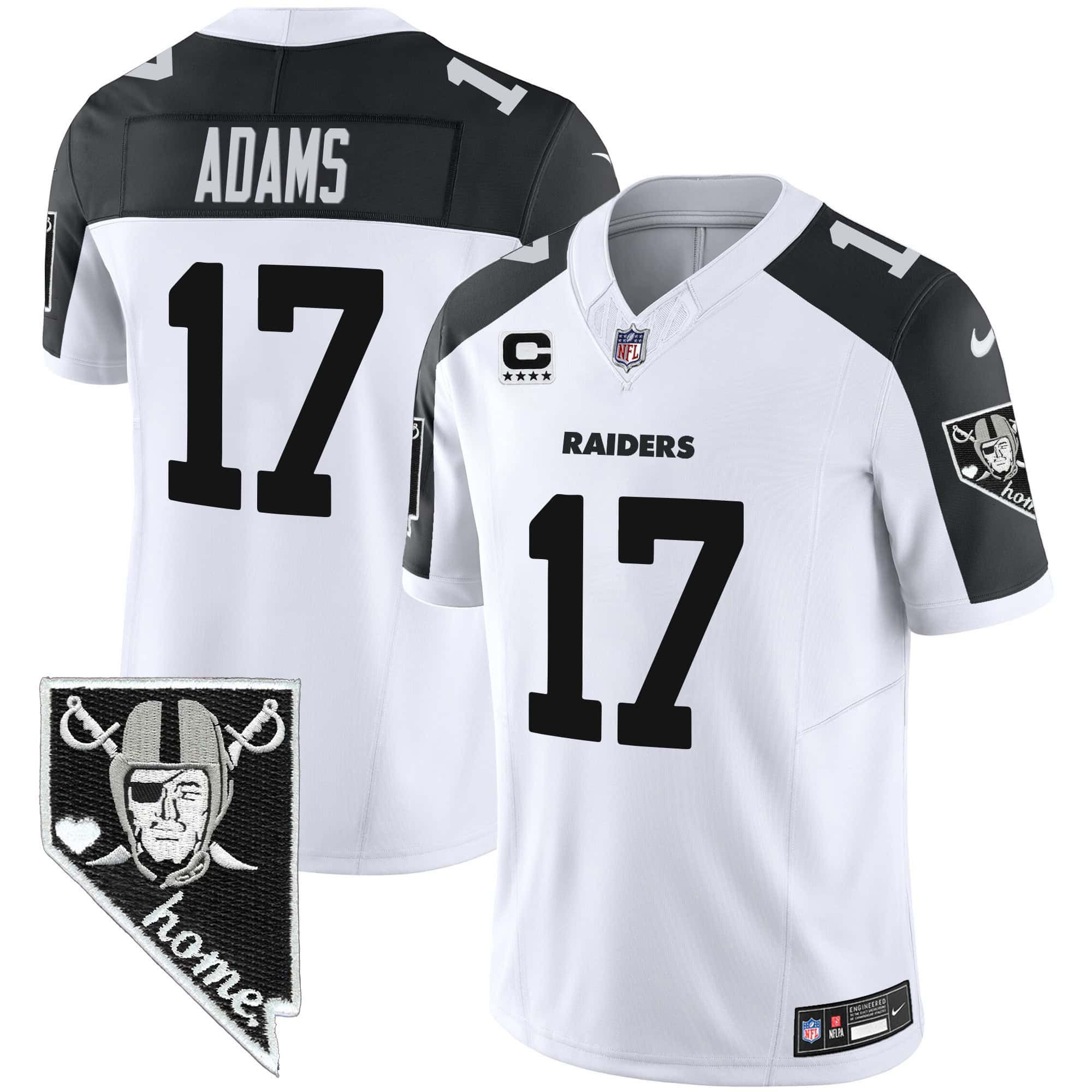 Men Oakland Raiders #17 Adams White 2024 Nike Nevada Home Patch Vapor NFL Jersey style 1->customized nfl jersey->Custom Jersey